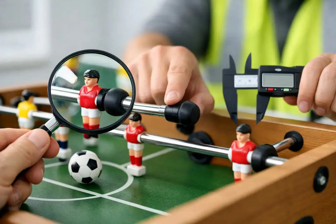 Kindertischfussball: Sicherheitsmerkmale prüfen